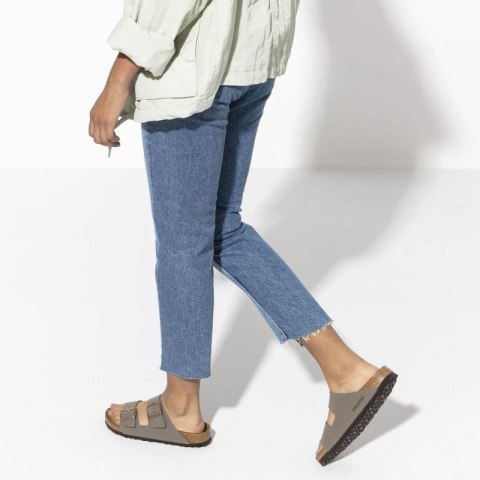 Klapki damskie/męskie Birkenstock Arizona Birko-Flor Nubuck Stone regular szerokie szare (0151211)