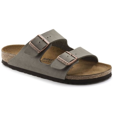 Klapki damskie/męskie Birkenstock Arizona Birko-Flor Nubuck Stone regular szerokie szare (0151211)