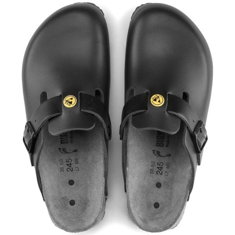 Chodaki damskie Birkenstock Boston ESD Black skóra naturalna klapki medyczne narrow wąskie (0061368) Chodaki damskie Birkenstock Boston ESD Black skóra naturalna klapki medyczne narrow wąskie (0061368)