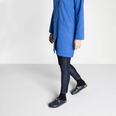 Chodaki damskie Birkenstock Boston ESD Blue skóra naturalna klapki narrow wąskie (0061388)