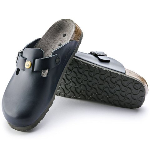 Chodaki damskie Birkenstock Boston ESD Blue skóra naturalna klapki narrow wąskie (0061388)