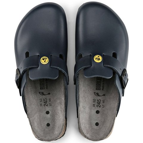 Chodaki damskie Birkenstock Boston ESD Blue skóra naturalna klapki narrow wąskie (0061388)