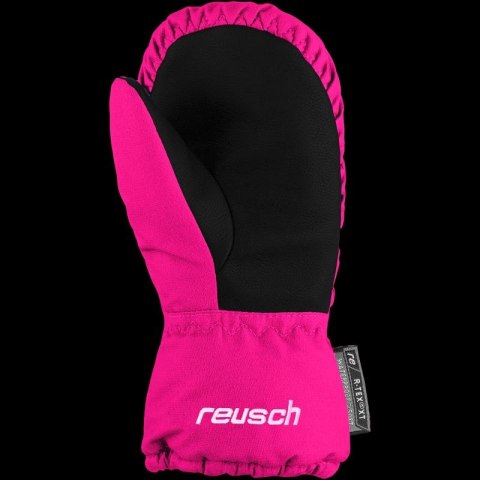 Rękawice narciarskie dziecięce Reusch Olly R-TEX® XT Mitten jednopalczaste na rzepy wodoodporne ocieplane różowe (61/85/588/3350 Rękawice narciarskie dziecięce Reusch Olly R-TEX® XT Mitten jednopalczaste na rzepy wodoodporne ocieplane różowe (61/85/588/3350