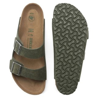 Klapki Birkenstock Arizona Vegan Microfaser Regular damskie-męskie Desert Dust Thyme na szeroką stopę wegańskie (1024550)