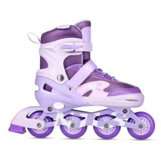 NA0189 ZESTAW LED ŁYŻWOROLKI OCHRANIACZE MOONBEAM FIOLETOWE ROZM. M(35-38) NILS EXTREME