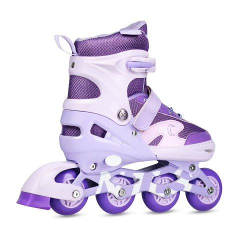 NA0189 ZESTAW LED ŁYŻWOROLKI OCHRANIACZE MOONBEAM FIOLETOWE ROZM. M(35-38) NILS EXTREME