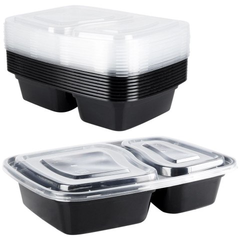 Pojemnik na żywność dzielony lunchbox z 2 przegródkami zestaw 10 szt. 1,2 l Pojemnik na żywność dzielony lunchbox z 2 przegródkami zestaw 10 szt. 1,2 l