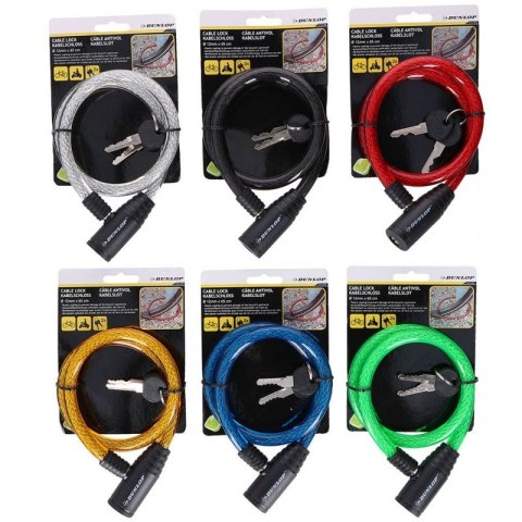 Zapięcie rowerowe Dunlop cable lock D12mm 65 cm ST 6ass 82646 Zapięcie rowerowe Dunlop cable lock D12mm 65 cm ST 6ass 82646