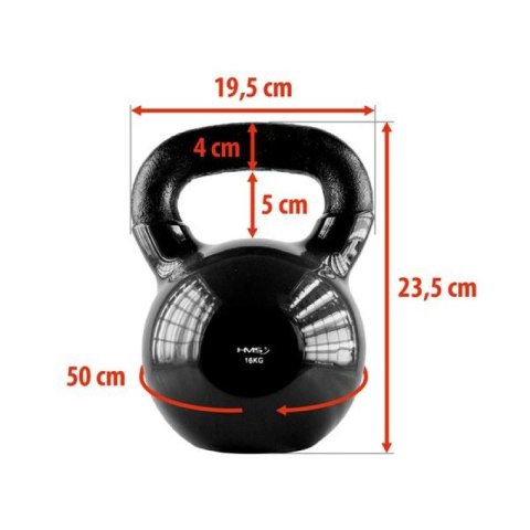 Kettlebell żeliwny Black HMS KNV16 Kettlebell żeliwny Black HMS KNV16