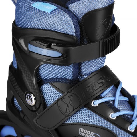NA0189 ZESTAW LED ŁYŻWOROLKI OCHRANIACZE MOONBEAM NIEBIESKIE ROZM. L(39-42) NILS EXTREME