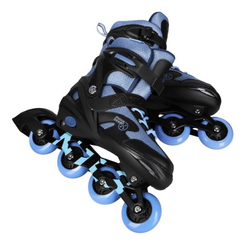 NA0189 ZESTAW LED ŁYŻWOROLKI OCHRANIACZE MOONBEAM NIEBIESKIE ROZM. L(39-42) NILS EXTREME