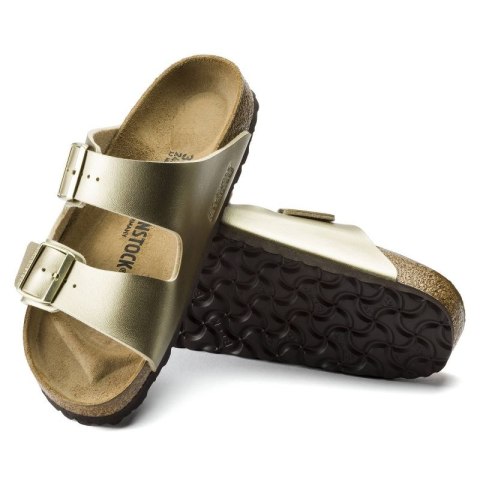 Klapki damskie Birkenstock Arizona Birko-Flor Gold złote regular szerokie (1016110)
