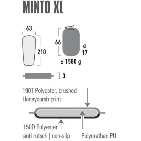 Mata Samopompująca High Peak Minto XL 210x63x3 41117 Mata Samopompująca High Peak Minto XL 210x63x3 41117