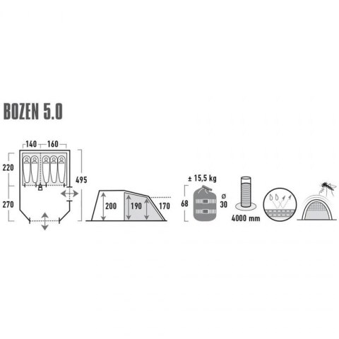 Namiot rodzinny High Peak Bozen 5.0 11836