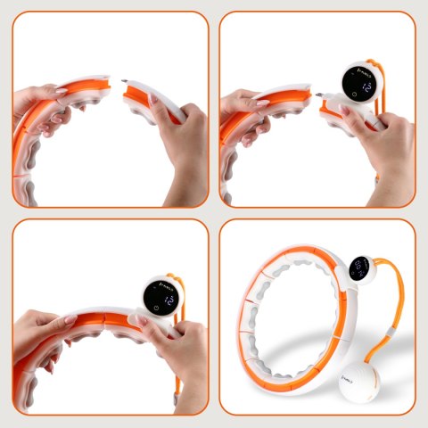 HHM21 HULA HOP WHITE/ORANGE Z MAGNESAMI, WYPUSTKAMI TPE I OBCIĄŻNIKIEM + LICZNIK HMS HHM21 HULA HOP WHITE/ORANGE Z MAGNESAMI, WYPUSTKAMI TPE I OBCIĄŻNIKIEM + LICZNIK HMS