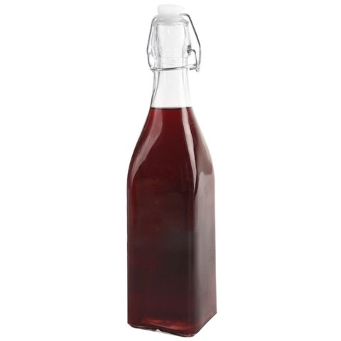 Butelka szklana kwadratowa na alkohol wino nalewkę likier syrop z korkiem klipsem 0,53 l