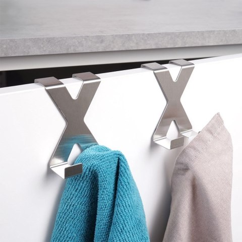 Haczyk stalowy do zawieszenia na drzwi szufladę kabinę wieszak podwójny 2 sztuki