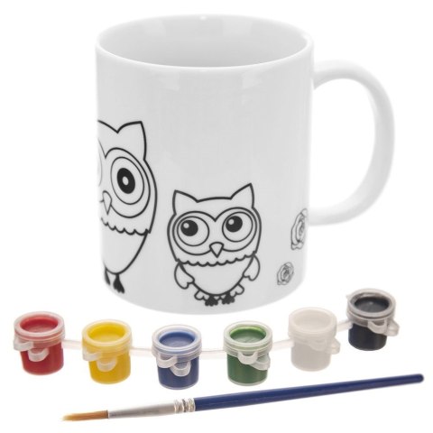 Kubek do malowania z farbkami porcelanowy sowa 330 ml Kubek do malowania z farbkami porcelanowy sowa 330 ml