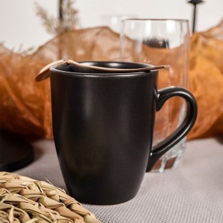 Kubek z uchem do picia kawy herbaty napojów ceramiczny czarny ALFA 350 ml