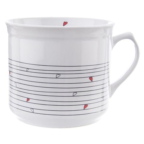 Kubek z woreczkiem ceramiczny biały SERDUSZKA 700 ml Kubek z woreczkiem ceramiczny biały SERDUSZKA 700 ml