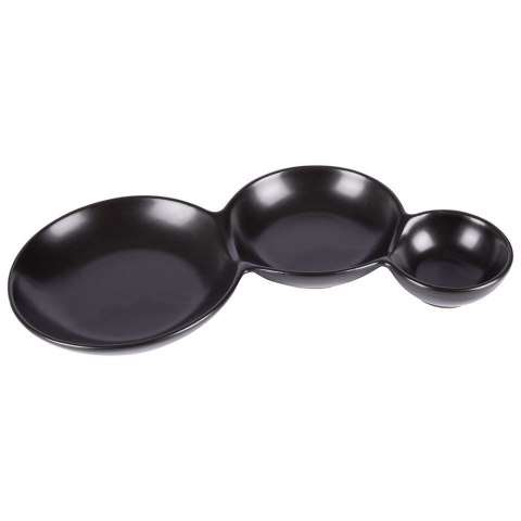Miska miseczka na przekąski porcelanowa czarna potrójna 25 cm