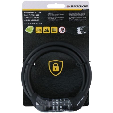 Zapięcie rowerowe Dunlop linka, szyfr 10 mm x 65 cm 1042497