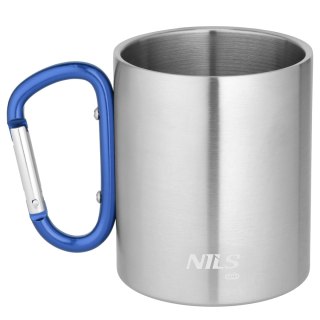 NC17110 KUBEK KEMPINGOWY Z KARABIŃCZYKIEM 300 ML STAL NIERDZEWNA NIEBIESKI NILS CAMP