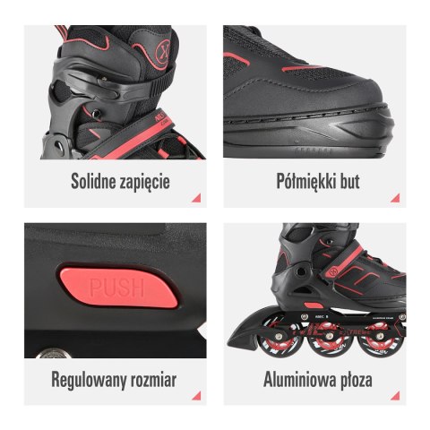 NA14174 A CZARNO-CZERWONE ROZM. M (35-38) ŁYŻWOROLKI NILS EXTREME