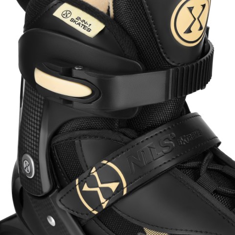 NH382 ŁYŻWOROLKI 2W1 ENZO BEŻOWE ROZM. XS(28-31) Z WYM. PŁOZĄ HOKEJOWĄ NILS EXTREME
