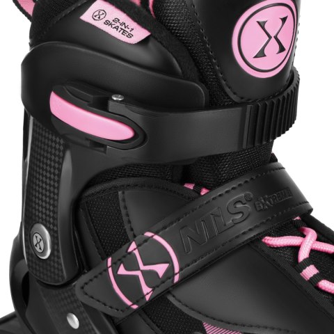 NH382 ŁYŻWOROLKI 2W1 ENZO RÓŻOWE ROZM. M(36-39) Z WYM. PŁOZĄ HOKEJOWĄ NILS EXTREME