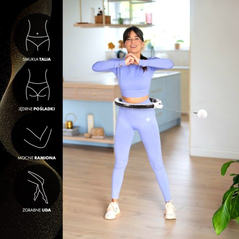 ZESTAW HULA HOP MAGNETYCZNY WHITE HHM16 Z LICZNIKIEM HMS + PAS BR163 BLACK PLUS SIZE
