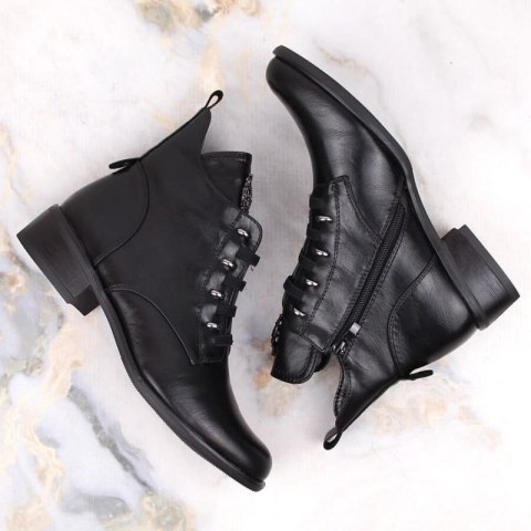 Botki na płaskim obcasie ocieplane Jezzi W JEZ412A czarne