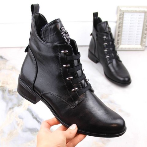 Botki na płaskim obcasie ocieplane Jezzi W JEZ412A czarne