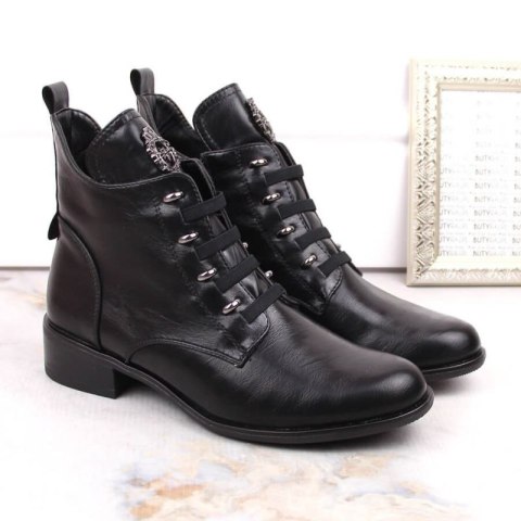 Botki na płaskim obcasie ocieplane Jezzi W JEZ412A czarne