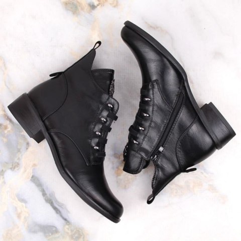 Botki na płaskim obcasie ocieplane Jezzi W JEZ412A czarne