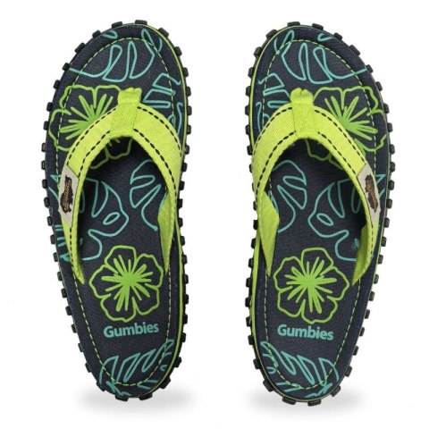 Japonki Gumbies Islander Flip-Flops Lime Hibiscus GU-FFISL148