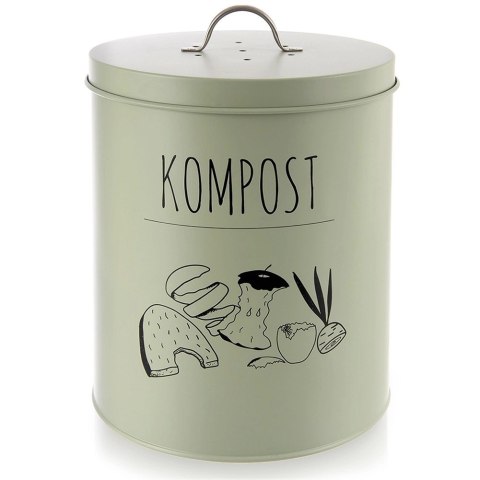 Kompostownik kuchenny z filtrem węglowym metalowy zielony GREENISH 8 l