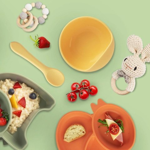 Miseczka dla dziecka silikonowa z przyssawką żółta 360 ml