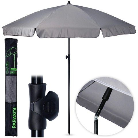 Parasol na Ogród Plażę Ogrodowy Plażowy Szary Regulowany Łamany ORION 185cm