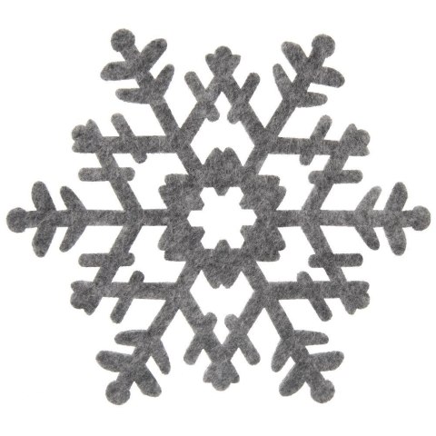 Podstawka pod kubek filcowa szara płatek śniegu zestaw 6 szt. 13,5 cm