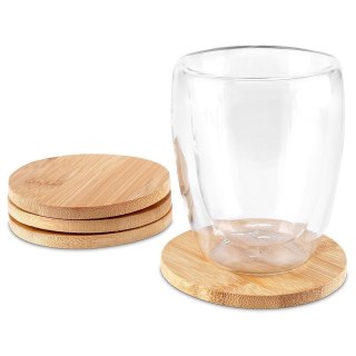 Podstawki pod kubek drewniane okrągłe 4 szt.