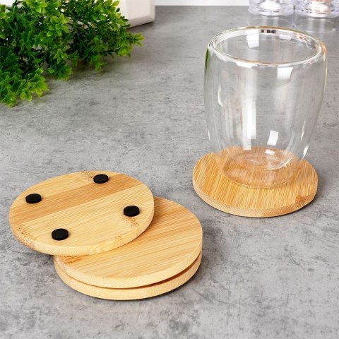 Podstawki pod kubek drewniane okrągłe 4 szt.