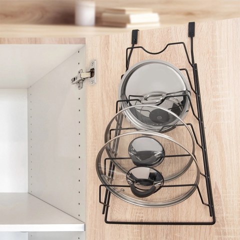 Wieszak na pokrywki metalowy czarny RADKA