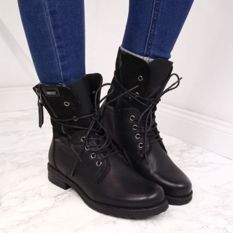 Workery sznurowane i na suwak Jezzi W JEZ254A czarne