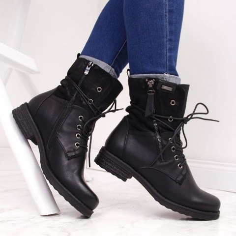 Workery sznurowane i na suwak Jezzi W JEZ254A czarne