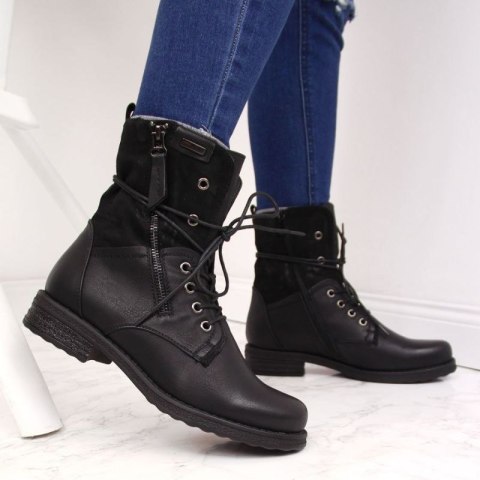 Workery sznurowane i na suwak Jezzi W JEZ254A czarne