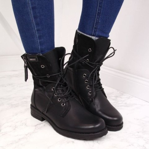 Workery sznurowane i na suwak Jezzi W JEZ254A czarne