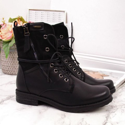 Workery sznurowane i na suwak Jezzi W JEZ254A czarne