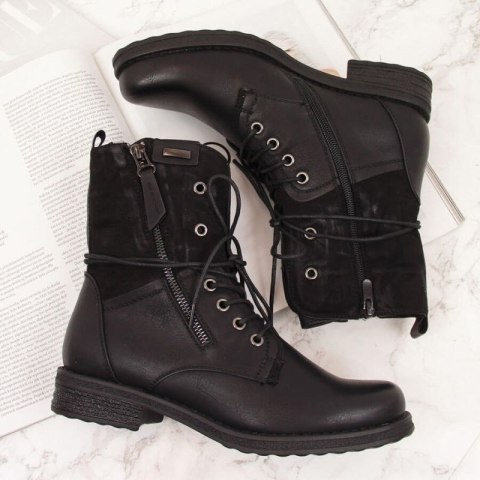 Workery sznurowane i na suwak Jezzi W JEZ254A czarne