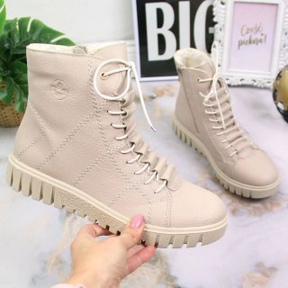 Trzewiki na platformie ocieplane Rieker W RKR279C beżowe